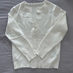 Elegant White Pearl Women's Cardigan